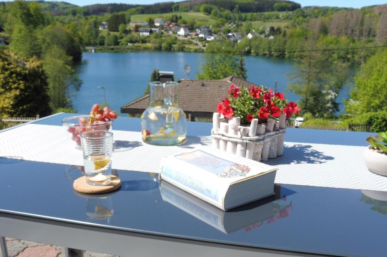 Exklusive Ferienwohnung 'Agger-Blick' mit großer Seeblick-Terrasse&Sauna Gummersbach Exterior foto