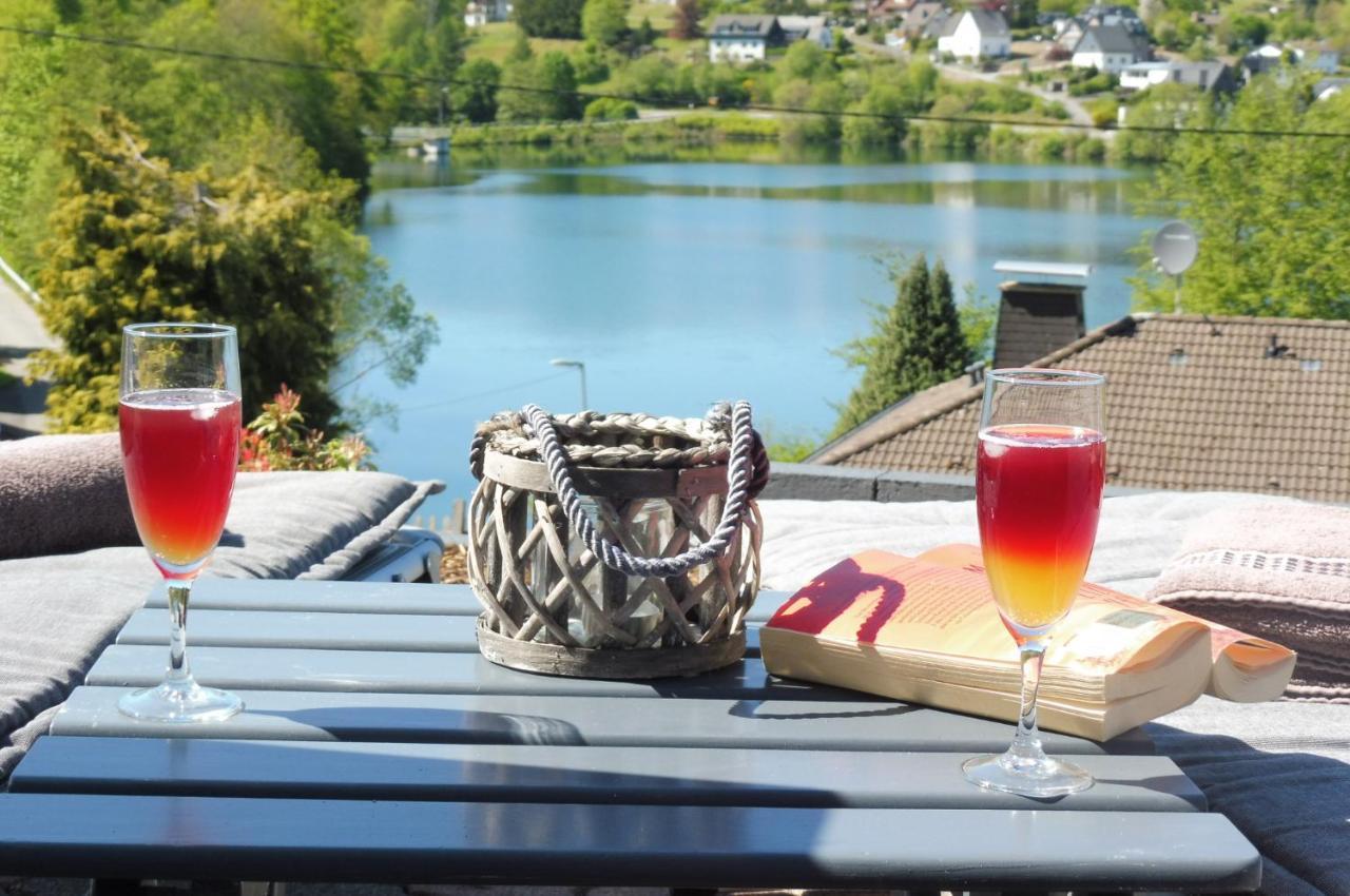 Exklusive Ferienwohnung 'Agger-Blick' mit großer Seeblick-Terrasse&Sauna Gummersbach Exterior foto